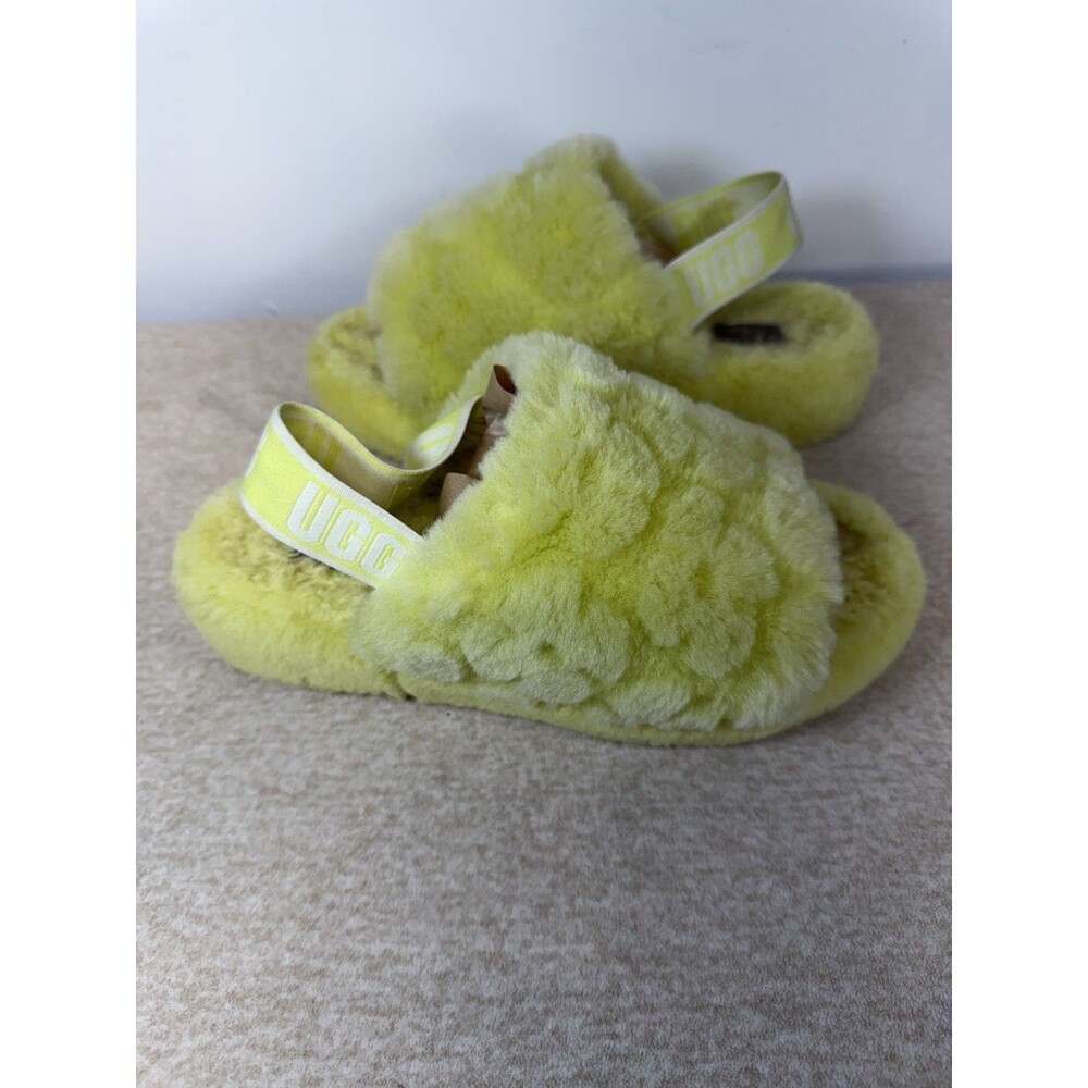 UGG Fluff Yeah Slide Poppy Pollen Slipper Sandal Women's  Green Lime US size 7